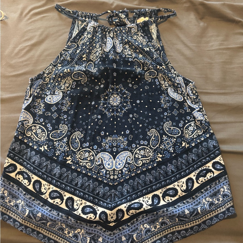 No Boundaries Blue Paisley Tank Top